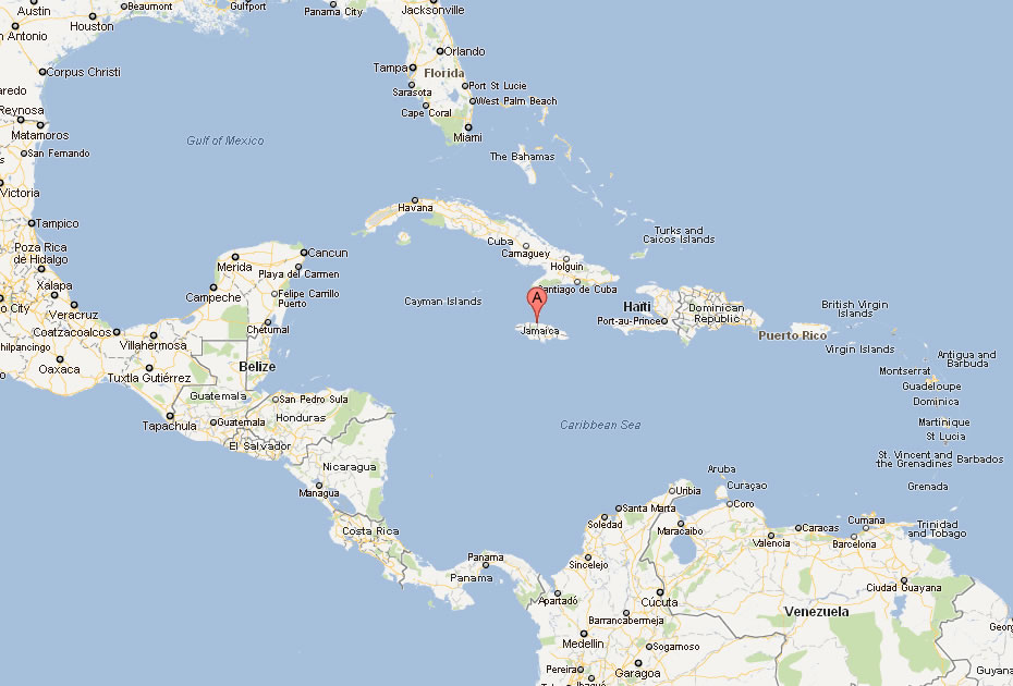 map of jamaica caribbean sea